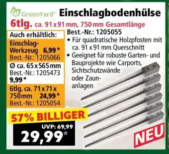Norma Einschlagbodenhülse 6tlg. ca. 91 x 91 mm, 750 mm Gesamtlänge Angebot