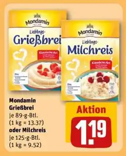 REWE Mondamin Grießbrei oder Milchreis Angebot