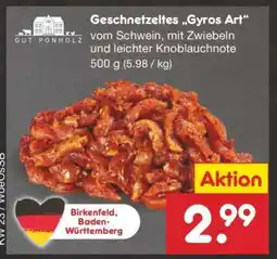 Netto Marken-Discount Geschnetzeltes „Gyros Art“ Angebot
