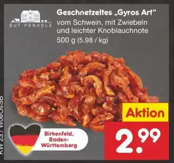 Netto Marken-Discount Geschnetzeltes „Gyros Art“ Angebot