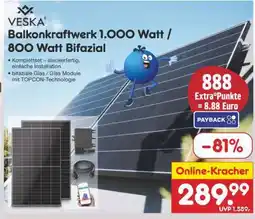 Netto Marken-Discount Balkonkraftwerk 1.000 Watt / 800 Watt Bifazial Angebot