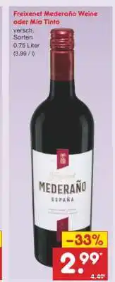 Netto Marken-Discount Freixenet Mederaño Weine oder Mia Tinto Angebot
