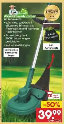 Netto Marken-Discount Akku-Rasentrimmer Angebot