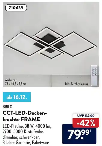 Aldi Süd Brilo CCT LED Deckenleuchte Frame Angebot