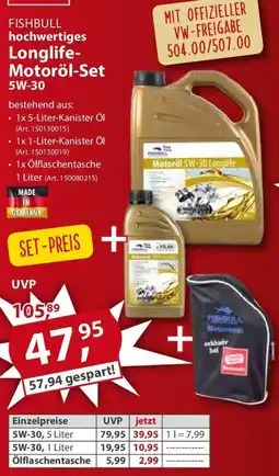 Sonderpreis Baumarkt FISHBULL hochwertiges Longlife Motoröl-Set 5W-30 Angebot