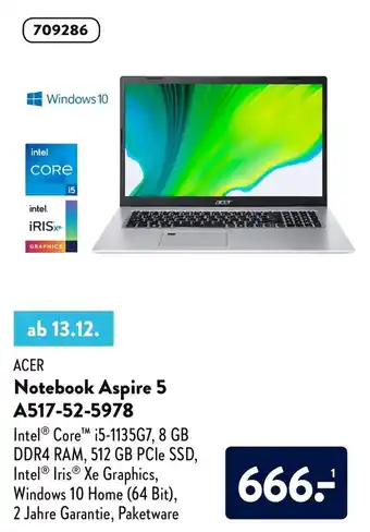 Aldi Süd Acer Notebook Aspire 5 (A517-52-5978) Angebot