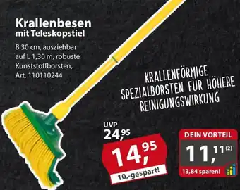 Sonderpreis Baumarkt Krallenbesen mit Teleskopstiel Angebot