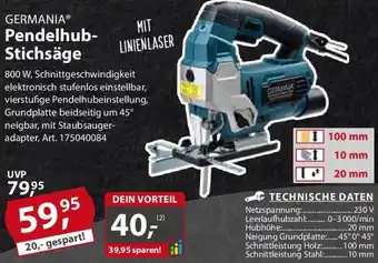 Sonderpreis Baumarkt GERMANIA Pendelhub Stichsäge Angebot