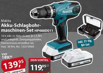 Sonderpreis Baumarkt Makita Akku-Schlagbohrmaschinen-Set HP488D011 Angebot