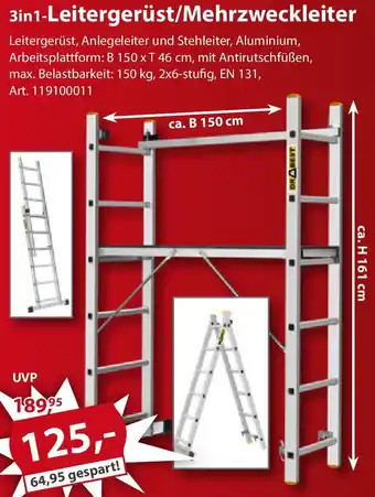 Sonderpreis Baumarkt 3in1-Leitergerüst/Mehrzweckleiter Angebot