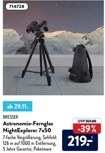 Aldi Süd Bresser Astronomie Fernglas NightExplorer 7x50 Angebot