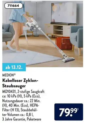 Aldi Süd Medion Kabelloser Zyklon Staubsauger Angebot