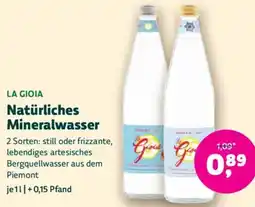 Biomarkt LA GIOIA Natürliches Mineralwasser Angebot