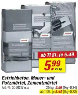 toom Baumarkt Estrichbeton, Mauer- und Putzmörtel, Zementmörtel Angebot