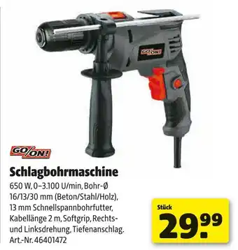 Hagebau Go/on! schlagbohrmaschine Angebot