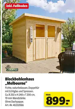 Hagebau Mr. gardener blockbohlenhaus „melbourne“ Angebot