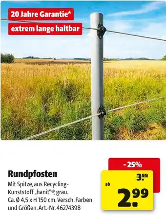 Hagebau Hanit rundpfosten Angebot