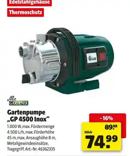 Hagebau Mr. gardener gartenpumpe gp 4500 inox Angebot