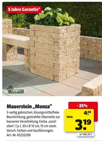 Hagebau Mr. gardener mauerstein „monza“ Angebot