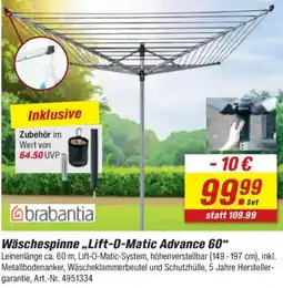 toom Baumarkt Brabantia Wäschespinne „Lift-O-Matic Advance 60" Angebot