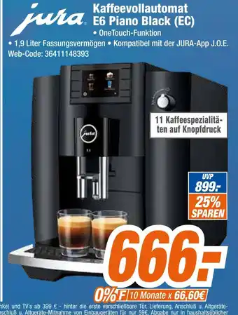 Expert Jura kaffeevollautomat e6 piano black (ec) Angebot