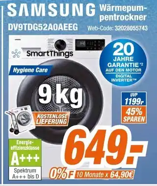 Expert Samsung wärmepumpentrockner dv9tdg52a0aeeg Angebot