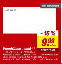 toom Baumarkt Wandfliese „weiß“ Angebot