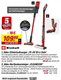 toom Baumarkt Einhell akku-stielstaubsauger oder akku-hartbodenreiniger Angebot