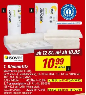 toom Baumarkt Isover klemmfilz Angebot