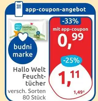 Budni Budni marke hallo welt feuchttücher Angebot