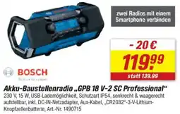 toom Baumarkt BOSCH Akku-Baustellenradio ,,GPB 18 V-2 SC Professional" Angebot