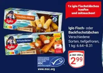 Globus Iglo Fisch- oder Backfischstäbchen Angebot
