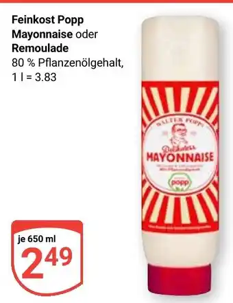 Globus Feinkost Popp Mayonnaise oder Remoulade Angebot