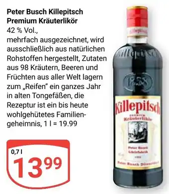 Globus Peter Busch Killepitsch Premium Kräuterlikör Angebot