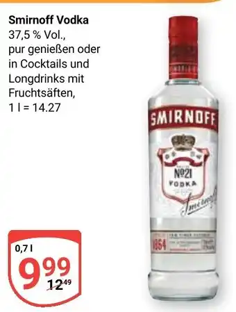 Globus Smirnoff Vodka Angebot