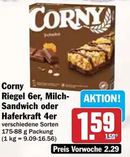AEZ Corny Riegel 6er, Milch- Sandwich oder Haferkraft 4er Angebot