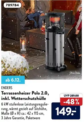 Aldi Süd Enders Terrassenheizer Polo 2.0 inkl. Wetterschutzhülle Angebot