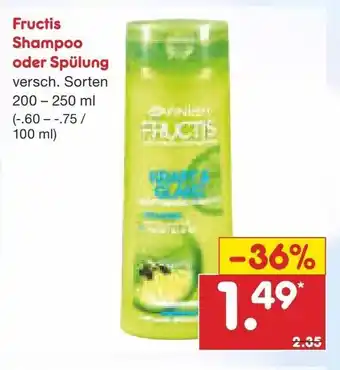 Netto Marken-Discount Fructis Shampoo oder Spülung 200-250ml Angebot