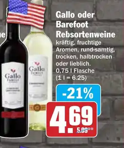 AEZ Gallo oder Barefoot Rebsortenweine Angebot
