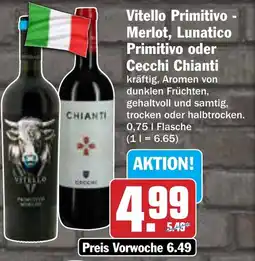 AEZ Vitello Primitivo - Merlot, Lunatico Primitivo oder Cecchi Chianti Angebot