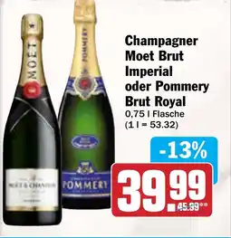 AEZ Champagner Moet Brut Imperial oder Pommery Brut Royal Angebot