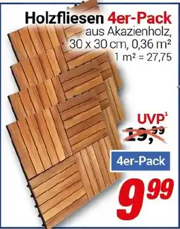 CENTERSHOP Holzfliesen 4er-Pack Angebot