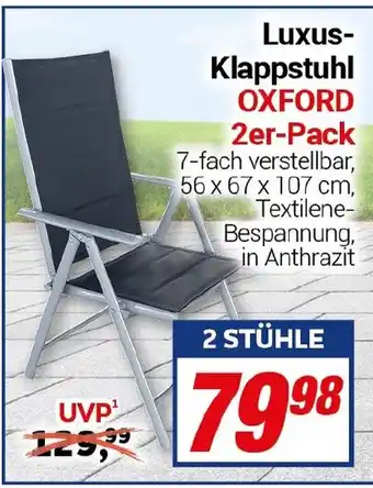 CENTERSHOP Luxus- Klappstuhl OXFORD 2er-Pack Angebot