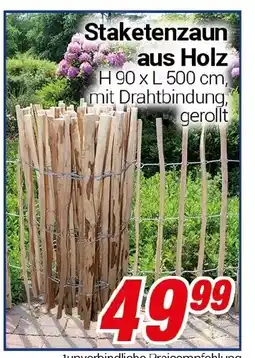 CENTERSHOP Staketenzaun aus Holz Angebot