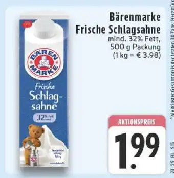Edeka BÄRENMARKE Frische Schlagsahne Angebot