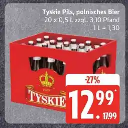 Edeka Tyskie Pils polnisches Bier Angebot