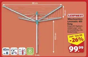 Famila Nord Ost Leifheit Wäscheschirm Linomatic 400 Easy Angebot