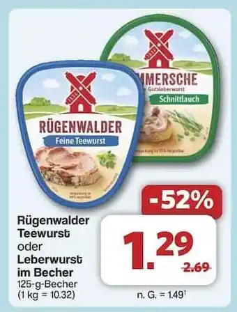 Famila Nord Ost Rügenwalder Teewurst oder Leberwurst im Becher Angebot