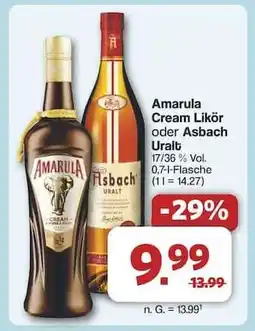 Famila Nord Ost Amarula Cream Likör oder Asbach Uralt Angebot