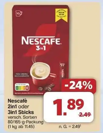 Famila Nord Ost Nescafé 2in1 oder 3in1 Sticks Angebot